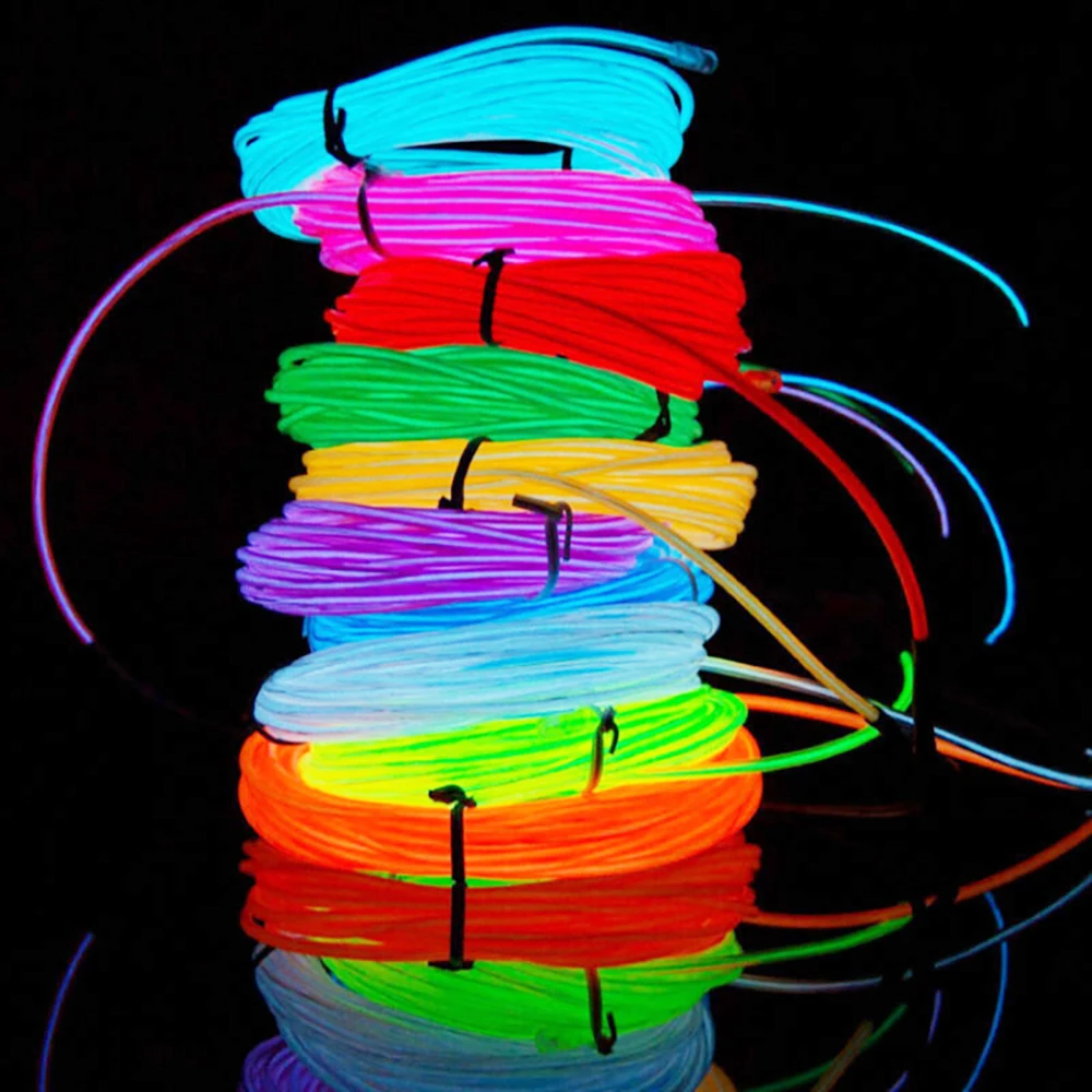 1-5m 10m 3V AA controller Flexible Neon Light Glow EL Draht Seil Rohr band wasserdichte LED Neon Lichter Schuhe Kleidung Auto De