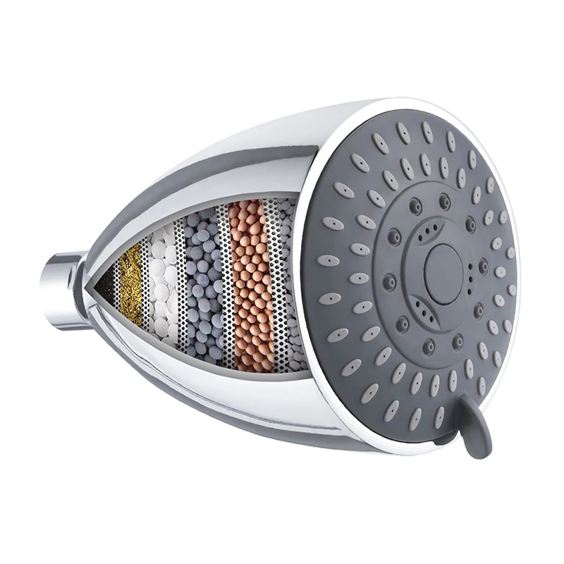 

High Pressure Shower Head Filter, 15 Stages Hard Water Softener Showerhead with Filter Cartridge for Hard Water 5 Modes