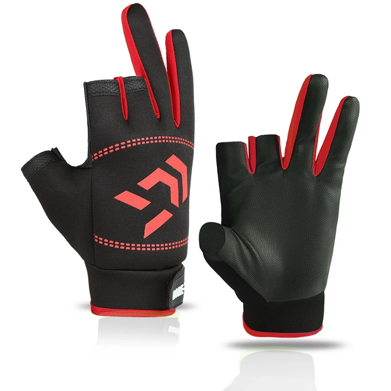 1 пара Daiwa Рыбалка перчатки на пол пальца Для мужчин женщин открытом воздухе анти скольжения 3 вырезать