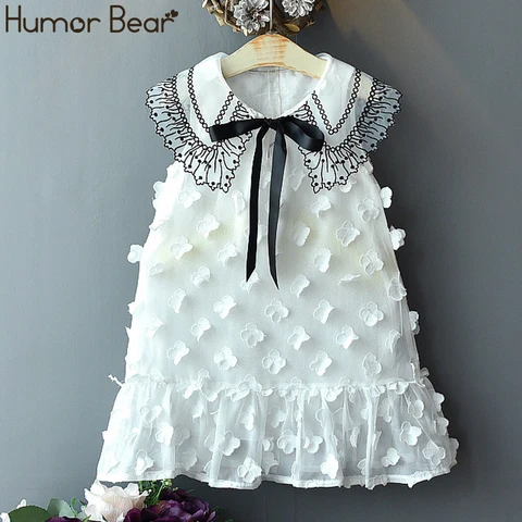 Летнее платье принцессы Humor Bear для девочек, костюмы принцессы без рукавов, Детская Хлопковая одежда с рукавами