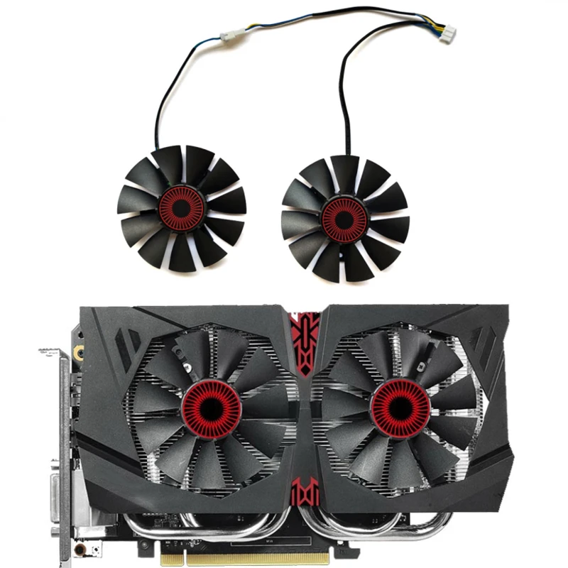 

Вентилятор охлаждения для графического процессора ASUS Strix GTX1060 1050 GTX960 GTX950 GTX750Ti R9 370, 2 шт.