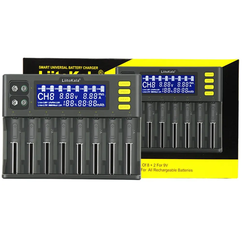 

100% New Lii-S8 Battery Charger Li-ion 3.7V NiMH 1.2V Li-FePO4 3.2V IMR 3.8V charger for 18650 26650 21700 26700 AA AAA