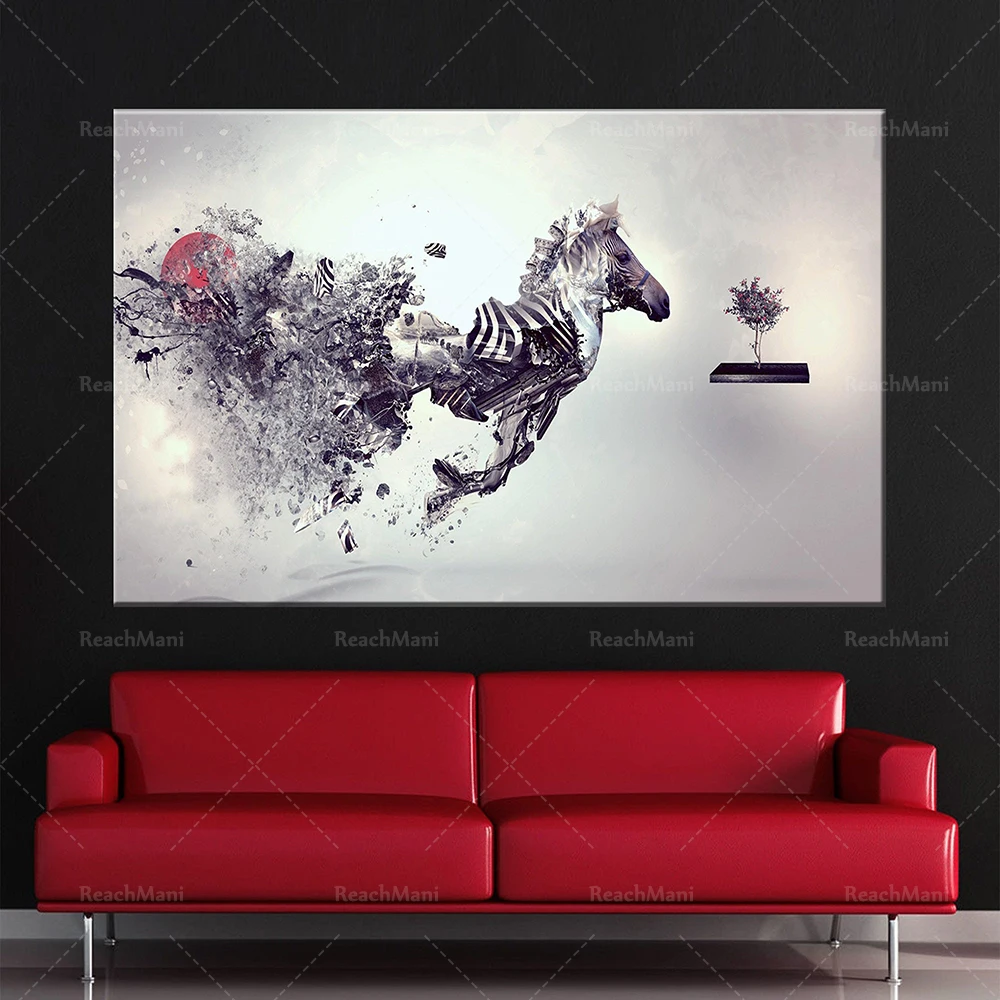 

Abstract Zebra Art, Zebra Canvas Wall Art, Wild Animal Prints, Modern Wall Art, Split Canvas Art, Surrealism Canvas, inspiration
