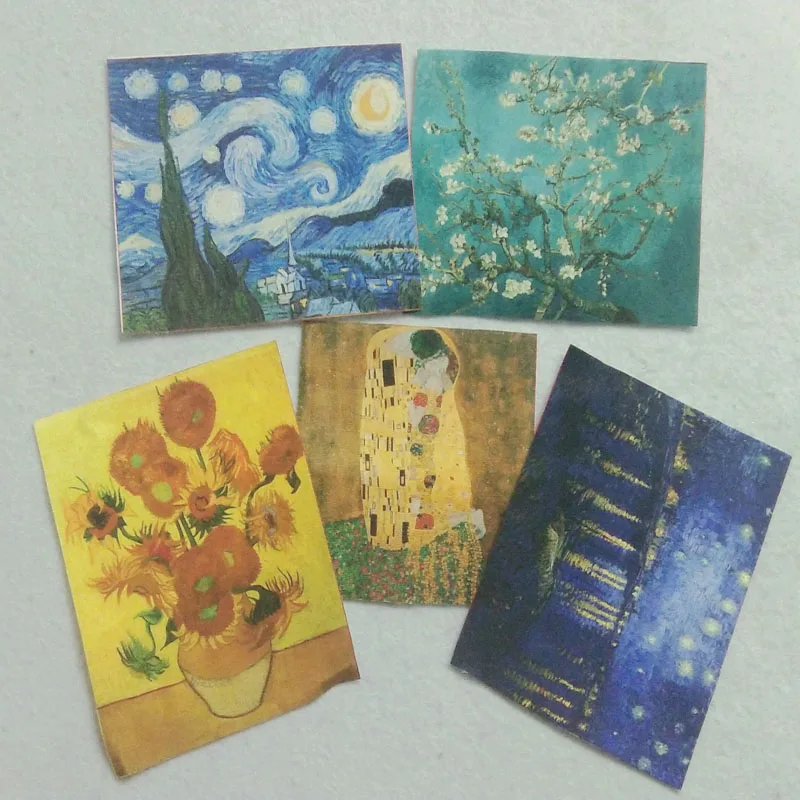 Красивые 5 шт. известная картина маслом с принтом хлопковая холщовая ткань