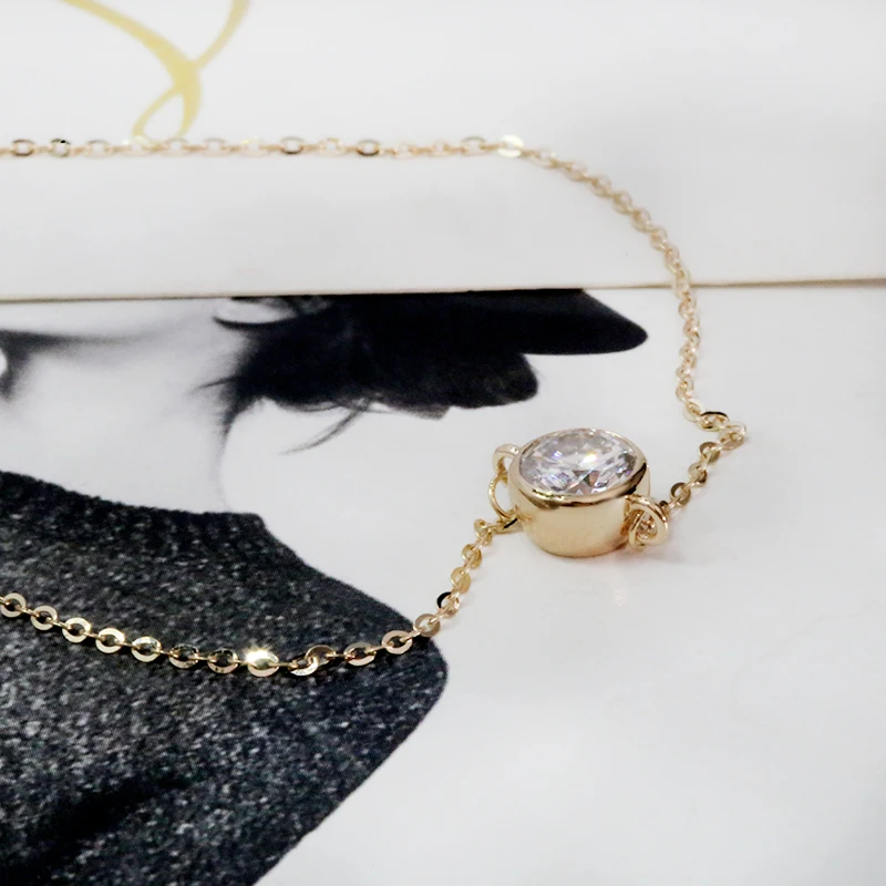 Женский браслет с бриллиантами aeaaw однотонный из белого золота 14 к 6 5 мм карат