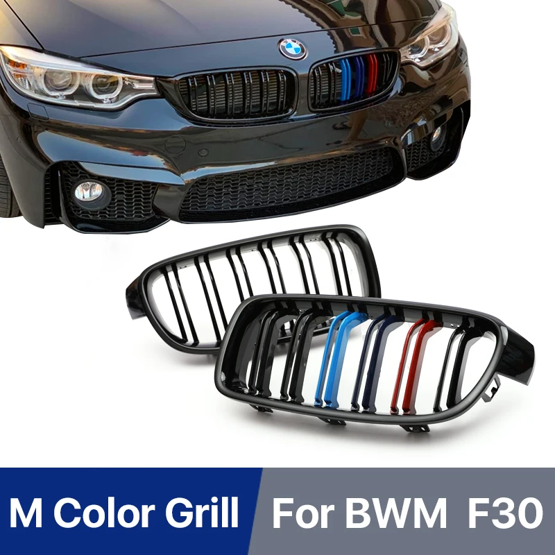 

Trim Strips Gloss Black Front Grilles Kidney For BMW 3-Series F30 F31 F35 2012-2017 Accessories