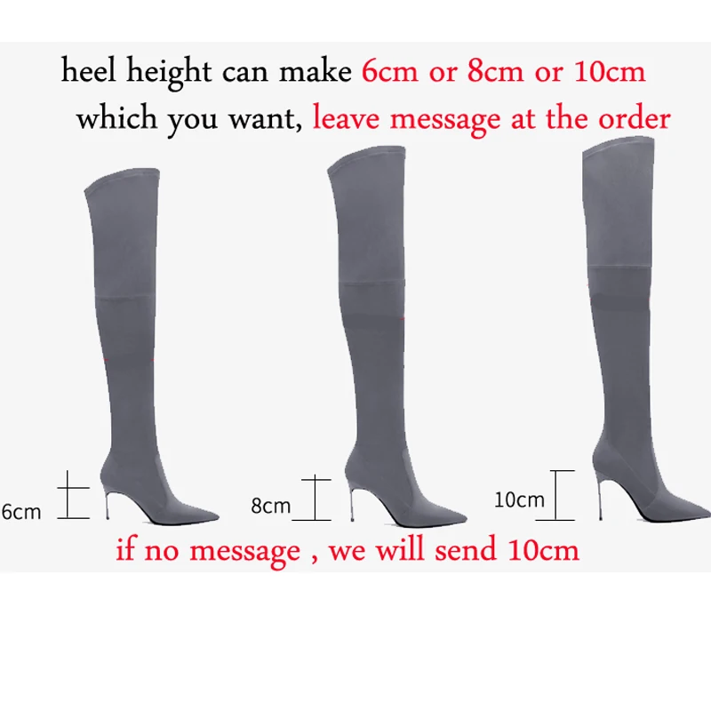 Ботфорты женские замшевые стрейчевая ткань на тонком высоком каблуке пикантные