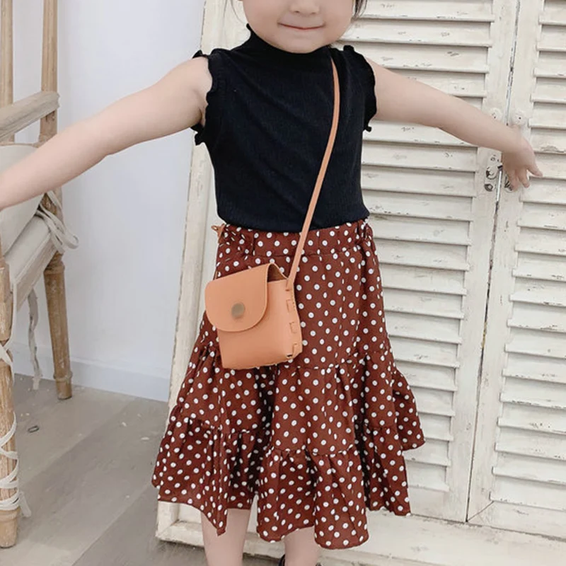 

New Summer Vest Top+Polka Dot Skirt 2Pcs Kids Clothes Girl Sets Toddler Girl Clothes Children Clothes Girls Clothing