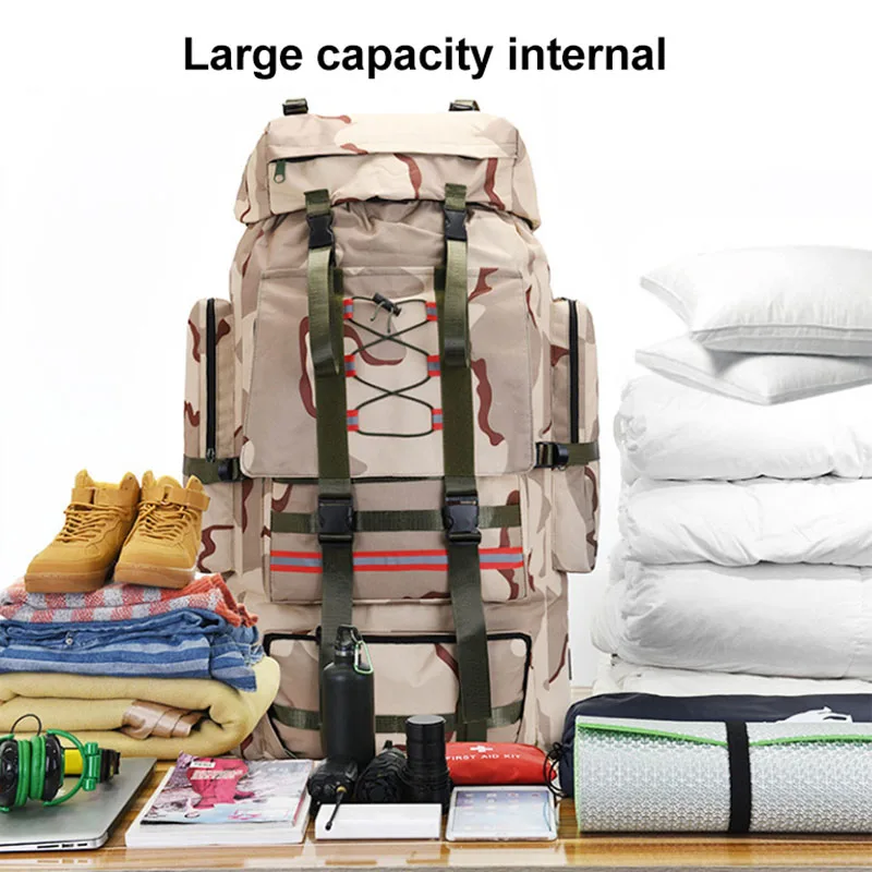 Outdoor 130L Large Capacity Travel Bags Men Oxford Military Camping Hiking Backpack Waterproof Climbing Tactical Rucksack XA767F