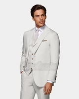 landuxiu 2022 custom made two button cream color groom tuxedos groomsmen best man wedding blazer suits jacketpantsvest