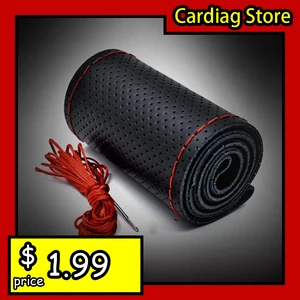 Чехол на руль автомобиля универсальный, из искусственной кожи, с иглами и ниткой, дышащий, противоскользящий