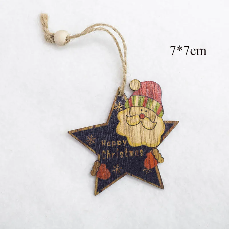 2PD-62887-2 1 снежинки, олень, Санта-Клаус, Рождественская елка, подвеска из натурального дерева, подвесное украшение, рождественские новогодние вечерние украшения, 62891 - Цвет: 2PD-62887-2