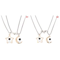 hot new 2pcsset cute star and moon astronaut couple necklace fashion sweet dynamic romantic jewelry