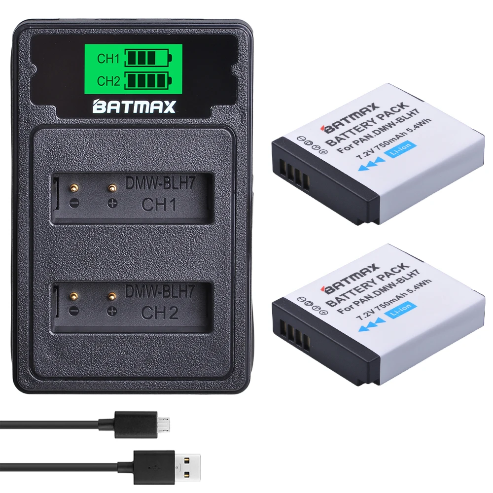 Batmax DMW BLH7 BLH7E BLH7PP батарея + LCD USB двойное зарядное устройство для Panasonic Lumix DMC GM1 GM5 GF7