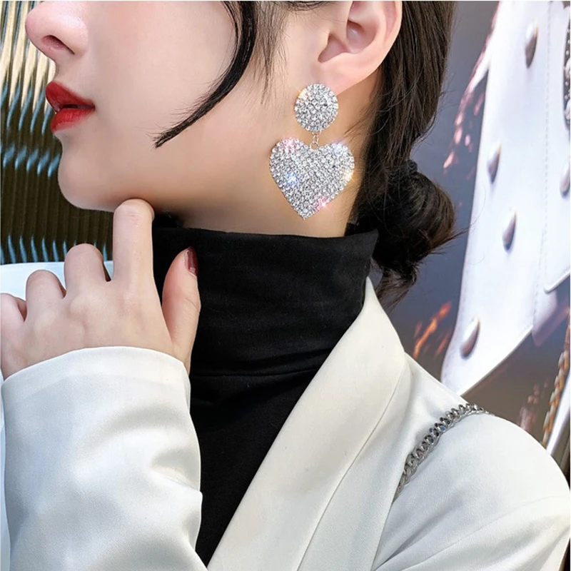 

Hear Zircons Dangle Earrings For Women Girls Elegant Temperament Luxurious Diamond Drop Earring Wedding Fashion Jewelry Gifts