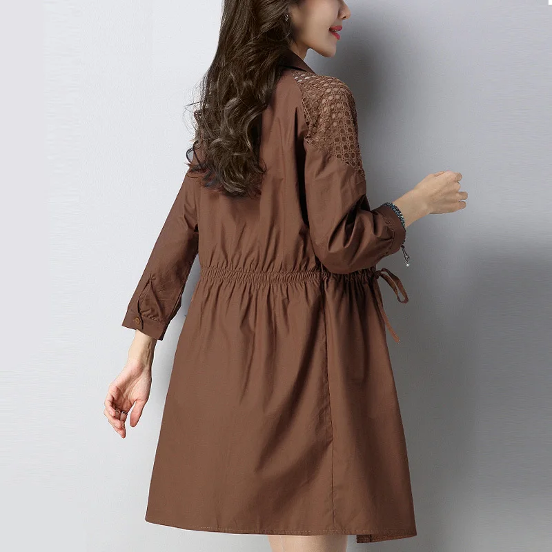 Новейший модный Женский Тренч Длинный свободный стиль пальто для леди