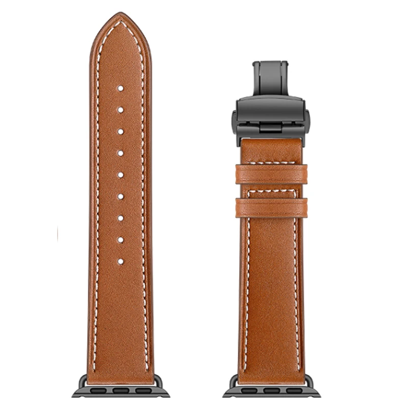 Кожаный ремешок для Apple watch band 4 44 мм 40 мм correa iwatch 5 4 3 2 ремешок 42 мм 38 мм Пряжка бабочка Apple watch 4 аксессуары