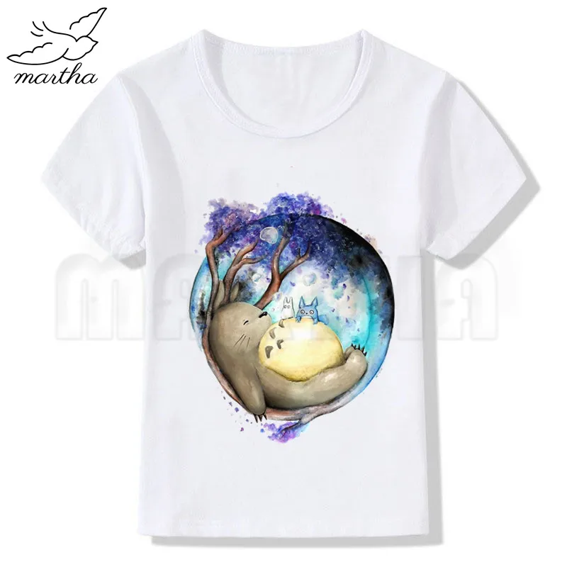 Totoro/Новинка белая футболка новая с принтом для девочек летние топы короткими