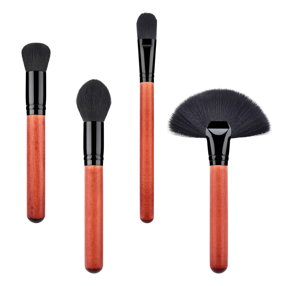 

4pcs Nylon Bristles Makeup Brushes Kit Red Wood Handle Cosmetics Powder Blush Brush for Woman (T-04-027)