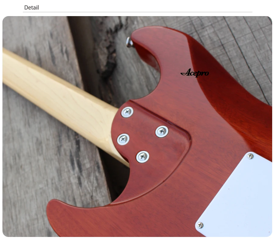 In Stock Acepro Electric Guitar, High quality Natural Flame Maple top Guitar, Wilkinson Tremolo Bridge, 2 Piece Mahogany Body