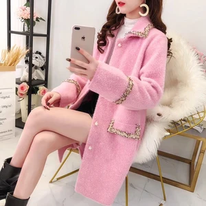 Осенне-зимняя верхняя одежда из искусственного бархата, Женская Новинка 2020, длинный вязаный кардиган из норки, свитер, пальто для женщин LU1221