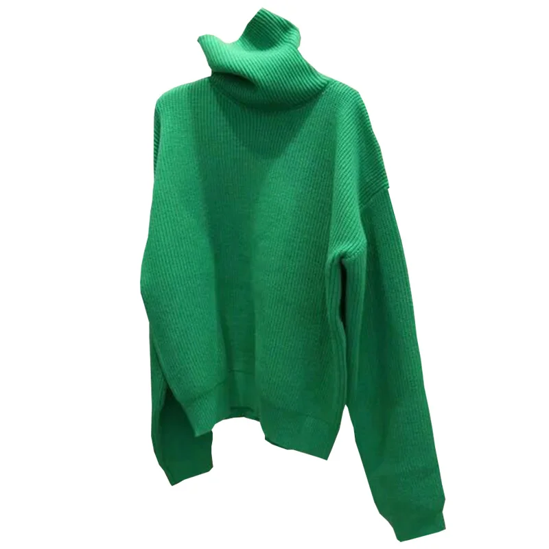 

Korean women's clothing new 2020 autumn wear lazy wind pile collar high neck pullover loose knit sweater women trend