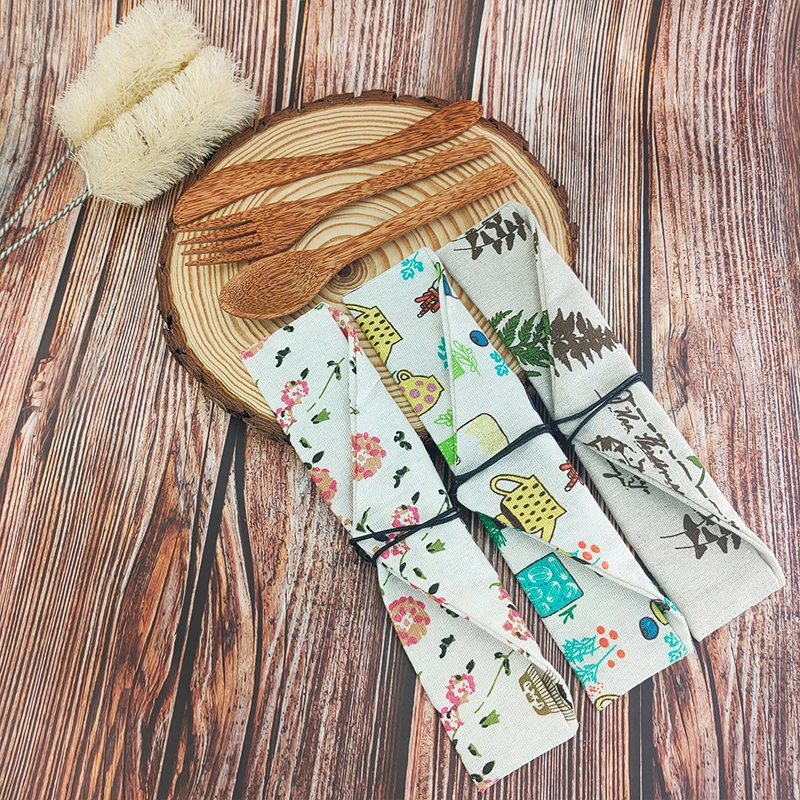 Набор столовых приборов из кокосового ореха 3 шт. натуральный экологичный нож