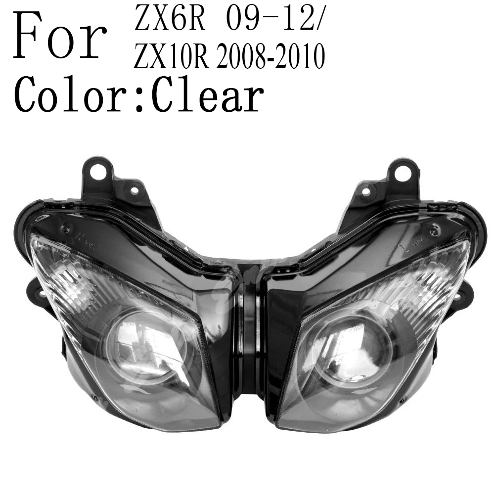 Передняя фара в сборе для мотоцикла Kawasaki Ninja ZX6R 2009 2010 2011 ZX10R 2012 2008 прозрачная линза|