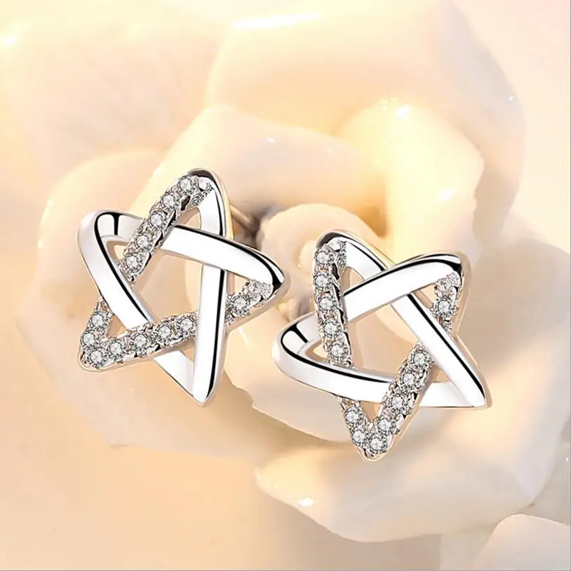 Женские серьги гвоздики из серебра 925 пробы с цирконием|Серьги-гвоздики| |