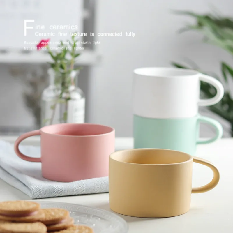 Японский матовый Кофе чашки Керамика простой деревянный набор блюдей милые