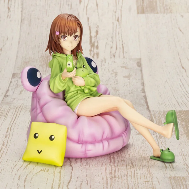 

Аниме Фигурка тоару маютсу, фигурки без индекса, миска Микото, лягушка, пижама, диван, сидя, осанка, сменная голова, ПВХ Модель Куклы