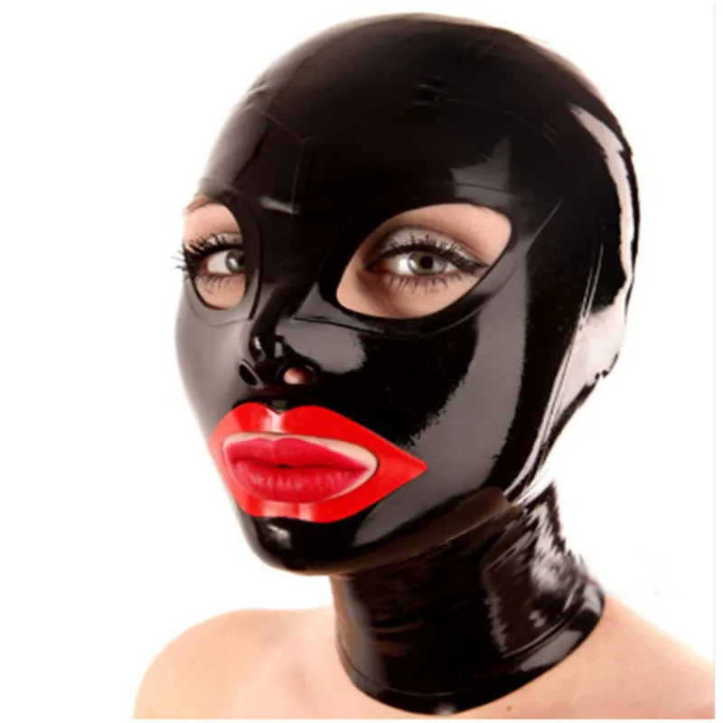 

100% латексная маска капота вечерние маска прозрачная фиолетовая ночная рубашка Фетиш капюшон маска для костюмированной вечеринки hand-made мас...