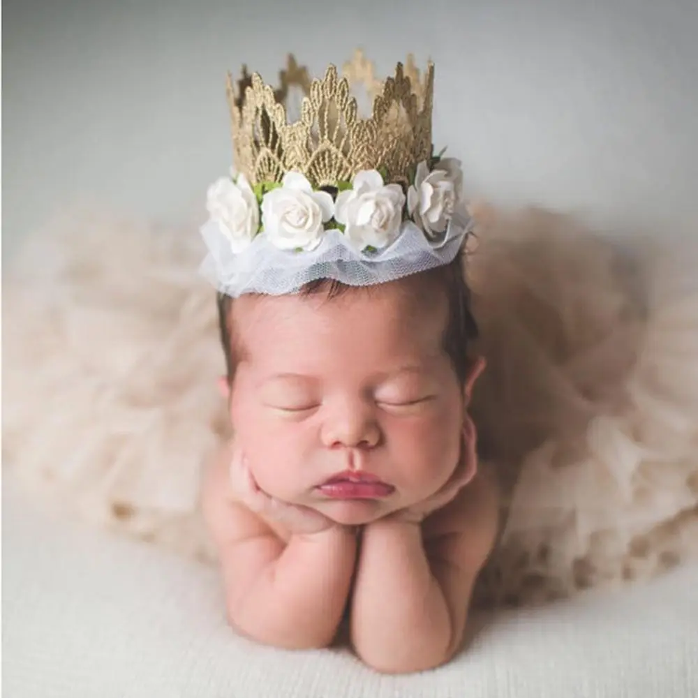 Шапки ко дню рождения цветочной короны шляпа 1st на день для новорожденной ободок