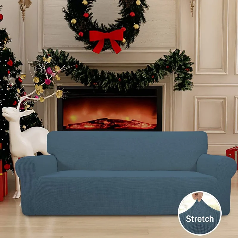 

Spandex Elastic Sofa Cover Stretch All-inclusive Sofa Cover for Living Room 3 Seater Slip Design Protective Sofa Cover Set