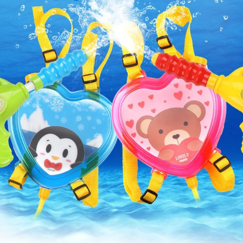 

New Mini Children's Toy Gun Cartoon Backpack Water Gun Toy Summer Beach Playing Water Gun Plastic Transparent Version