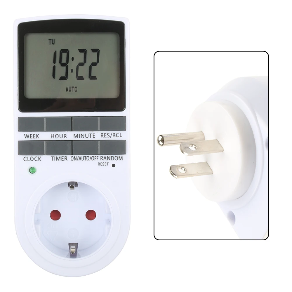 US Plug Электронный цифровой таймер, вилка, кухонный таймер, розетка 230 В, 50 Гц, 7 дней, 12/24 часов, программируемая розетка синхронизации - Тип: US Plug