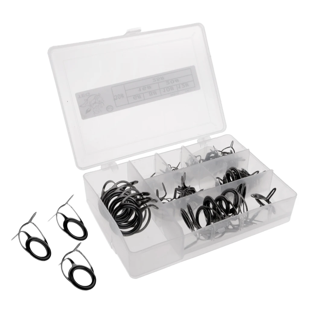 75Pcs Stainless Steel Fishing Rod Guide Top Ring Tip Repair Kit Free White/Black/Gray | Спорт и развлечения
