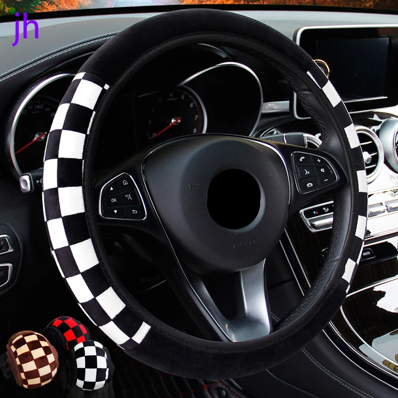 

Plush Car Decoration Car Steering Wheel Cover Auto Wheel Cover Auto Steering Wheel 36-38cm Car Interior Accessories Universal
