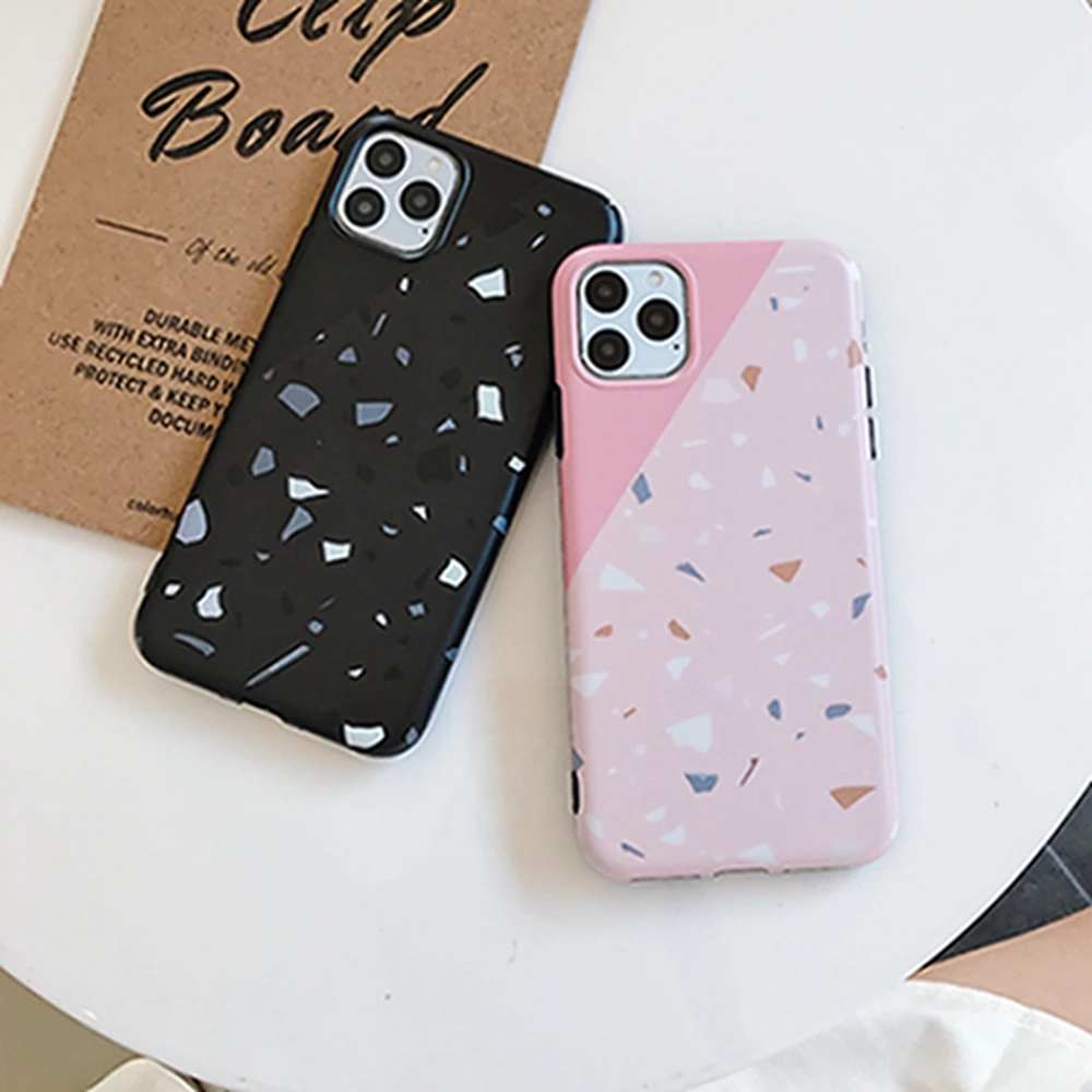 OTAO Electroplated Geometry Marble Case iPhone11 Pro MAX X XS XR Matte IMD Soft Cover For iPhone 7 8 6 6s Plus Pink Coque | Мобильные