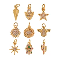 2pcs gold plated star charms flower animal pendant for diy jewelry making necklace earrings bracelet copper inlaid zircon craft