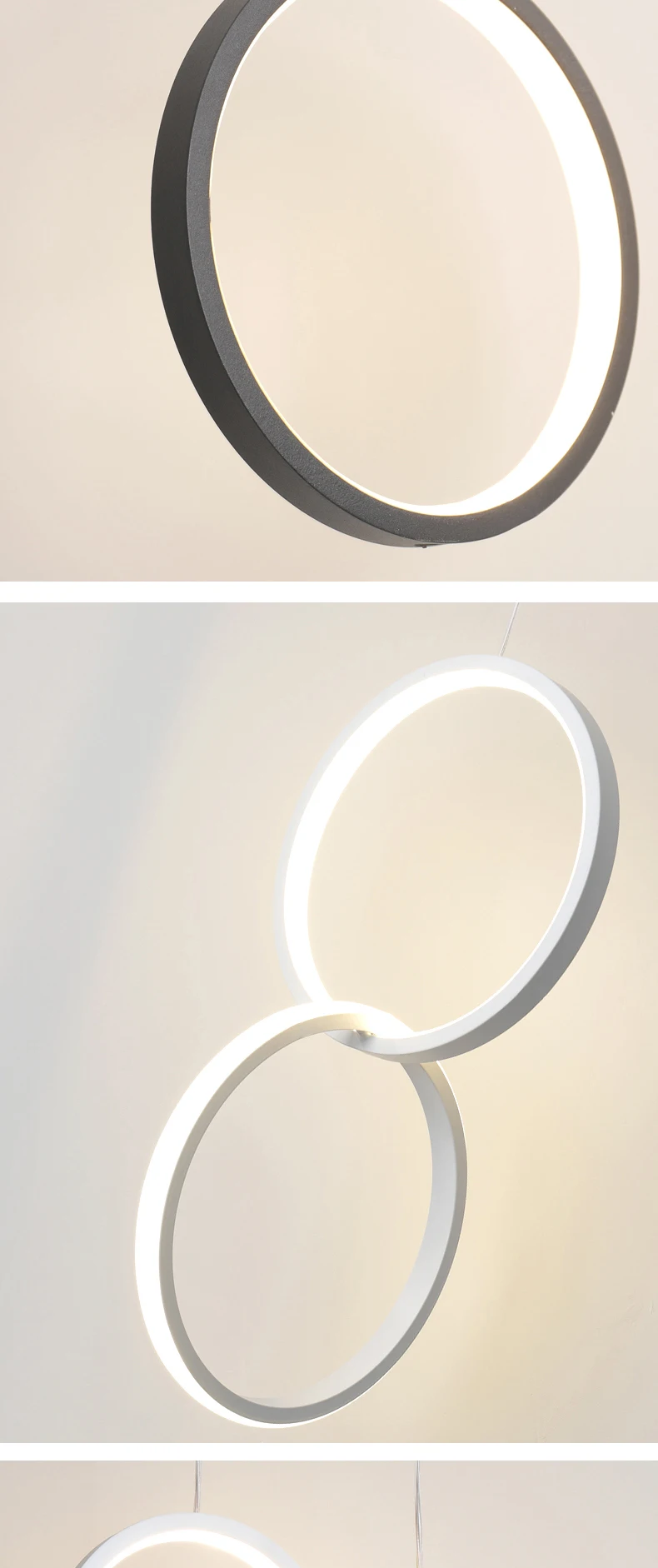 new Circle Rings Modern led chandelier for bedroom bedside dining room bar white or black color led chandeliers 90-260V