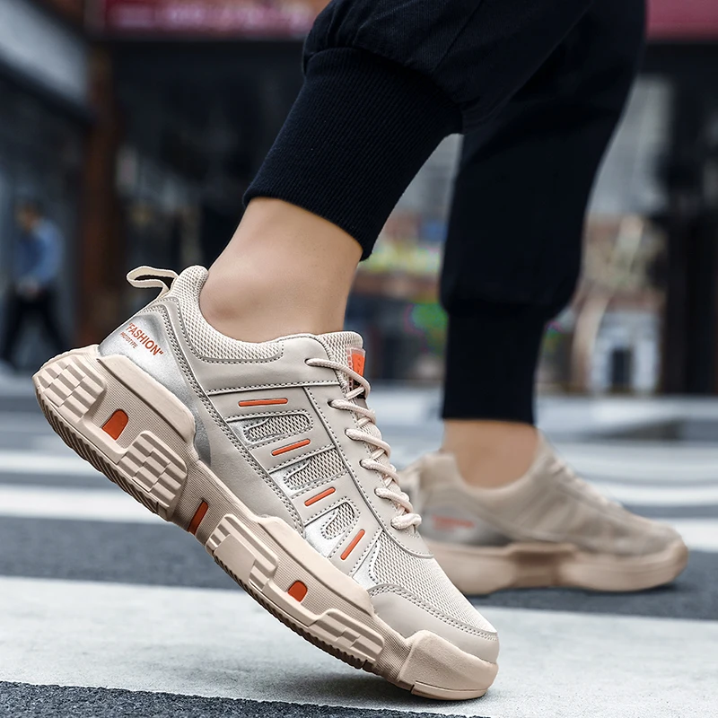 New Men Fashion Casual Shoes Lightweight Mesh Breathable Sneakers Lace-up Platform Hard-Wearing Height Increasing | Обувь