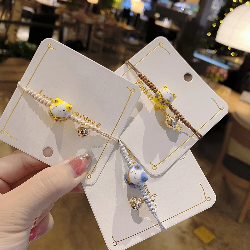 Простой Пара Керамика Китти браслет свежий студент ручной Lucky Cat красный