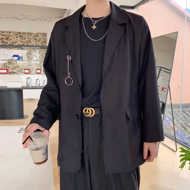 Мужская куртка Suti с металлической булавкой Свободные повседневные блейзеры