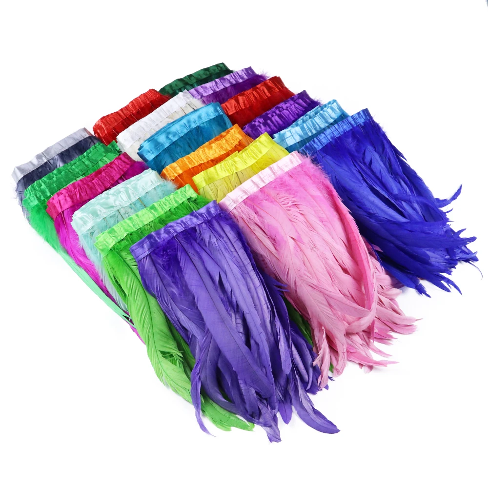 

1 Meter Rooster Tail Trim 10-12inch Chicken Feahter Ribbon Wedding Party Decoration Dress Sewing Accessory Crafts Feathers