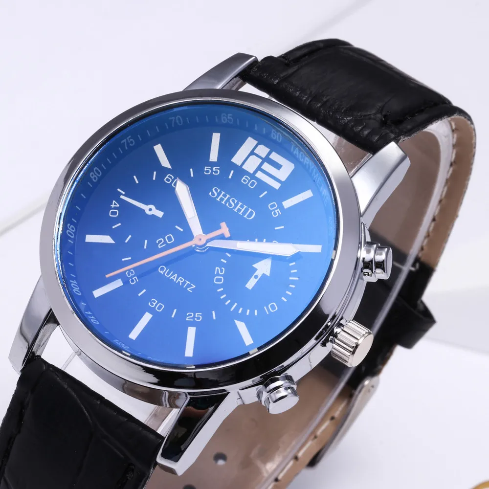 Мужские кварцевые часы Blu-Ray из возобновляемого стекла нейтральные Кварцевые