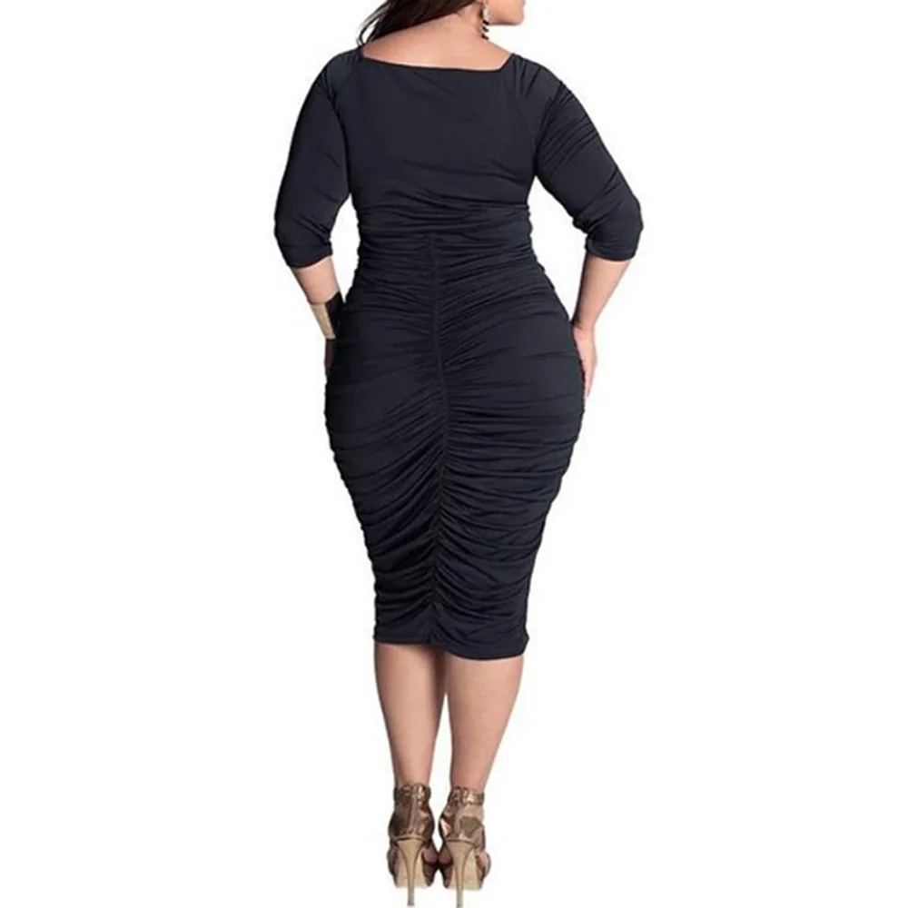 

Western Style Women's Dress 2021 Spring Summer Casual Fashion Loose Temperament Folds Folds V-neck Summer Solid Color