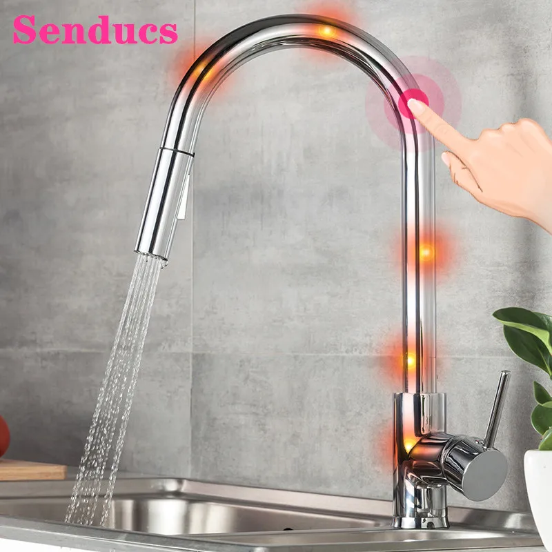 

Touch Kitchen Faucets, Pull Down Sprayer Kitchen Mixer Tap with Polished Chrome Sensor Kitchen Faucets Touch on Kitchen Taps