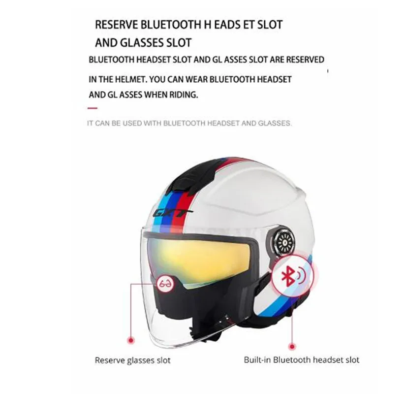 Мотоциклетный шлем GXT с открытым лицом двойной велосипедный для мужчин и женщин