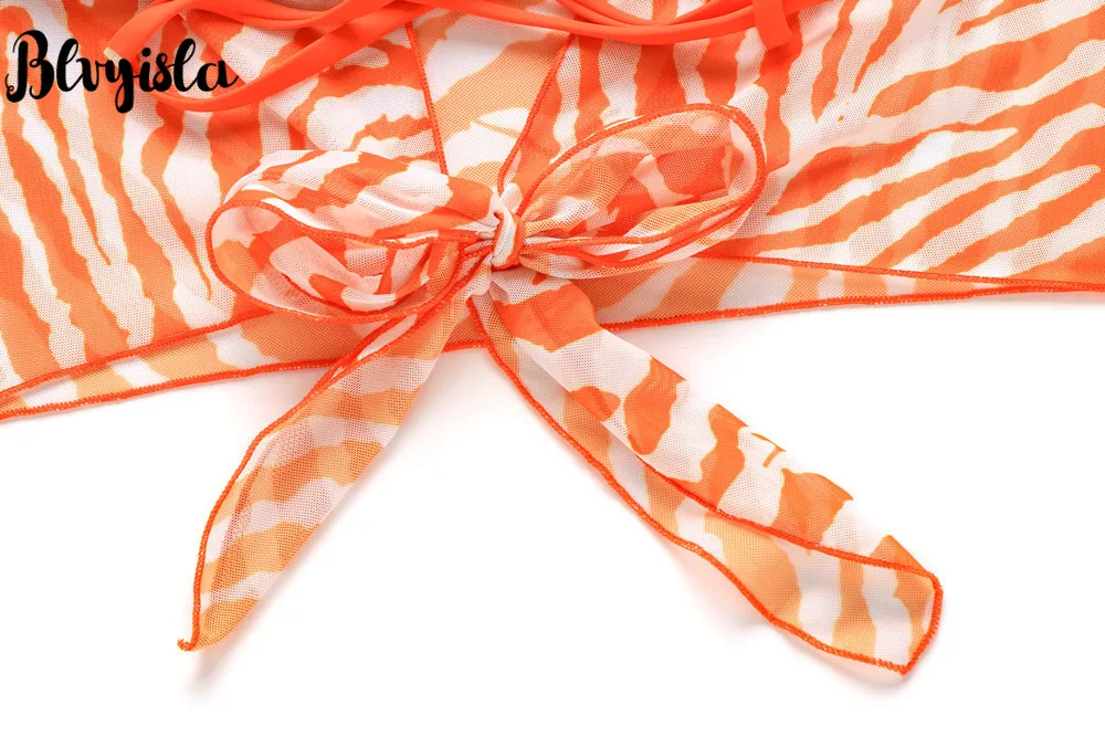 Blvyisla хит 2020 купальник бикини набор из трех частей сетчатый Европейское для